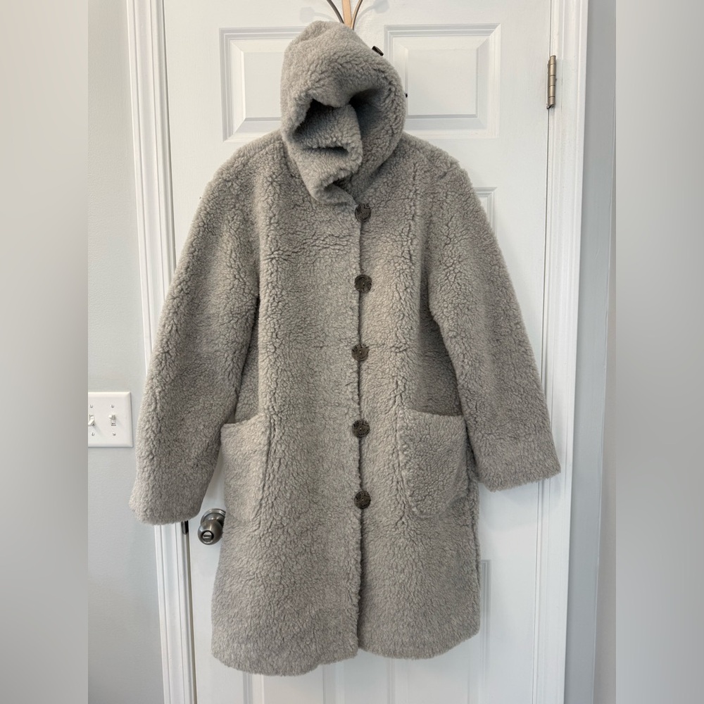 NWT Women’s Long Heavyweight Teddy Wool Gray Winter Coat XL